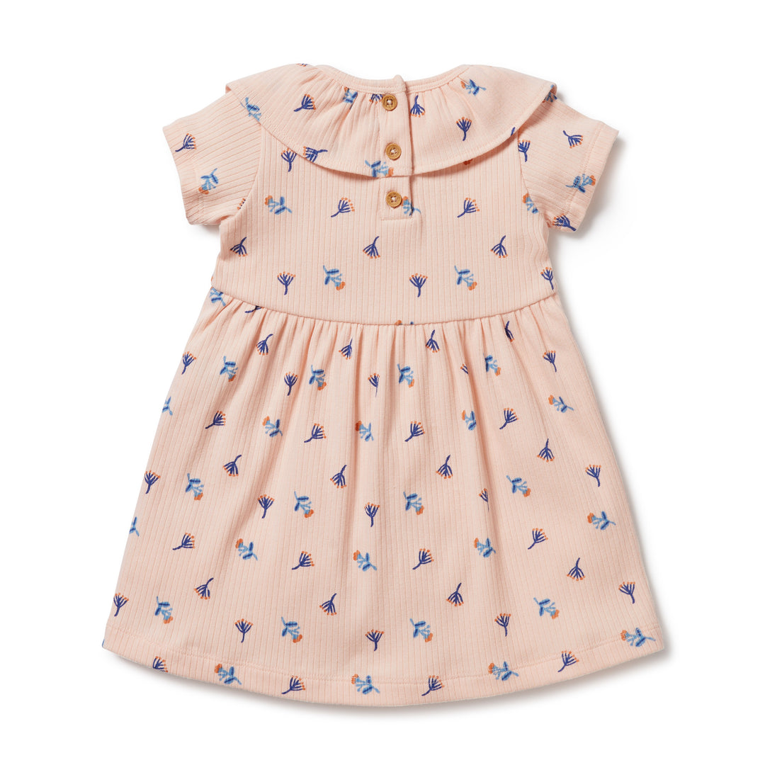 Organic Rib Ruffle Dress - Little Flower