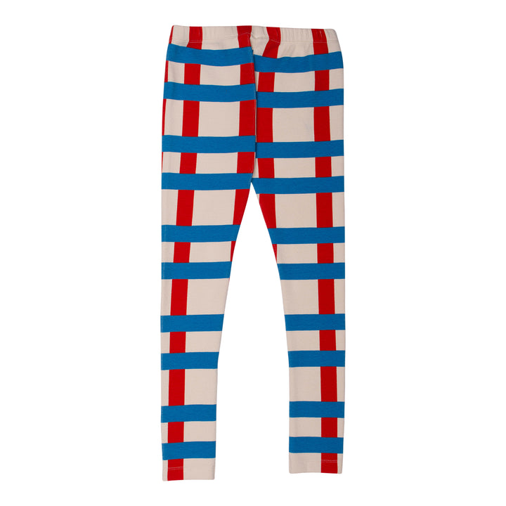 J38-BIG CHECK LEGGING-PILLAR RED/TURQ