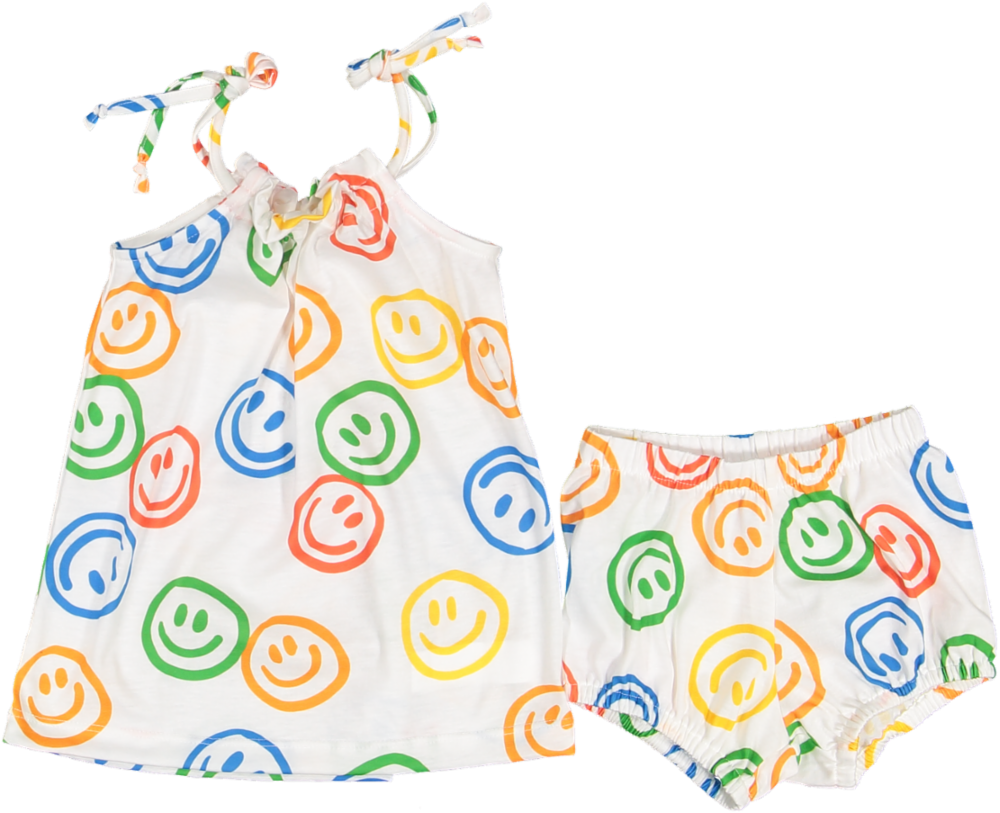 SO90-BABY DRESS-Smiles Rainbow