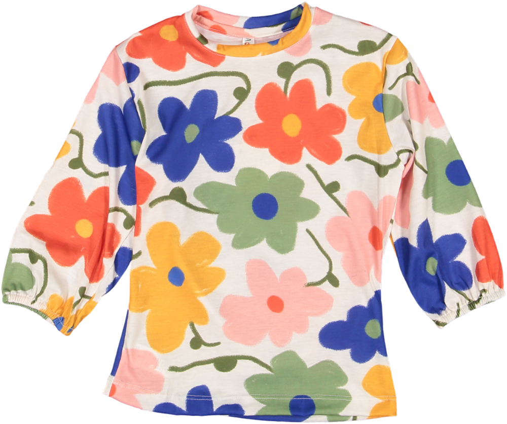 TS88-KIDS T-SHIRT 3/4 SLV-Maxi Flowers