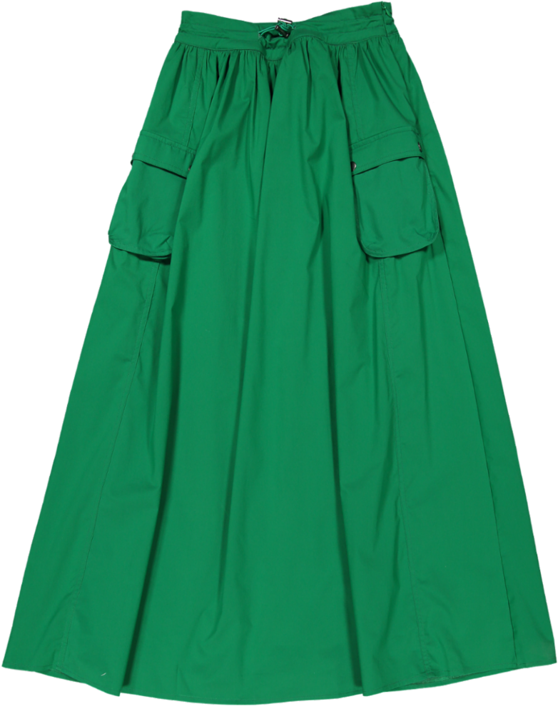 VB5004S-DRAWSTRING POCKET SKIRT -kelly green