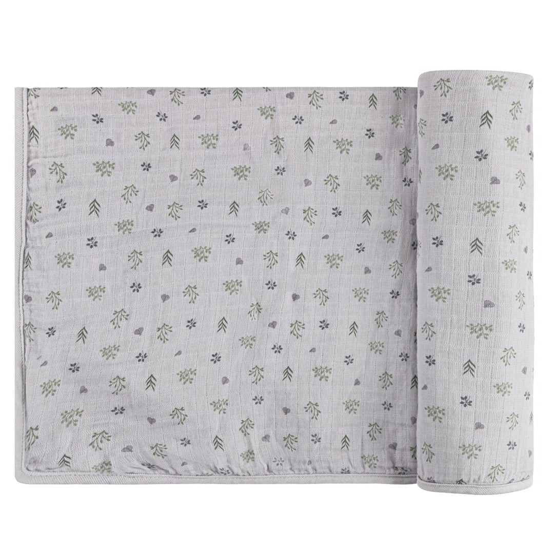 GARDEN FLORAL CENTER COLLECTION-MUSLIN SWADDLES-Blue