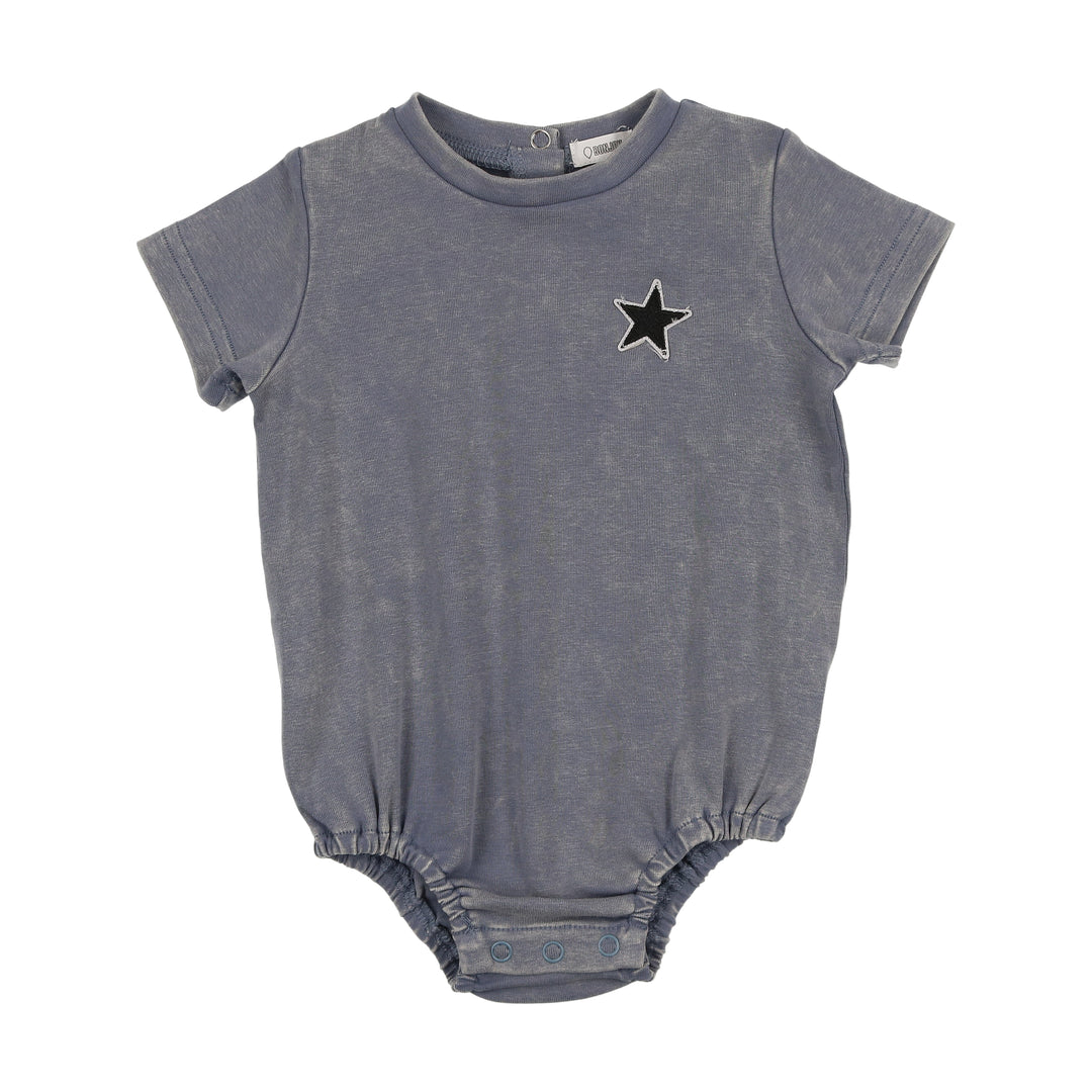 BTS25004R-Patch Toddler Romper-Blue Wash