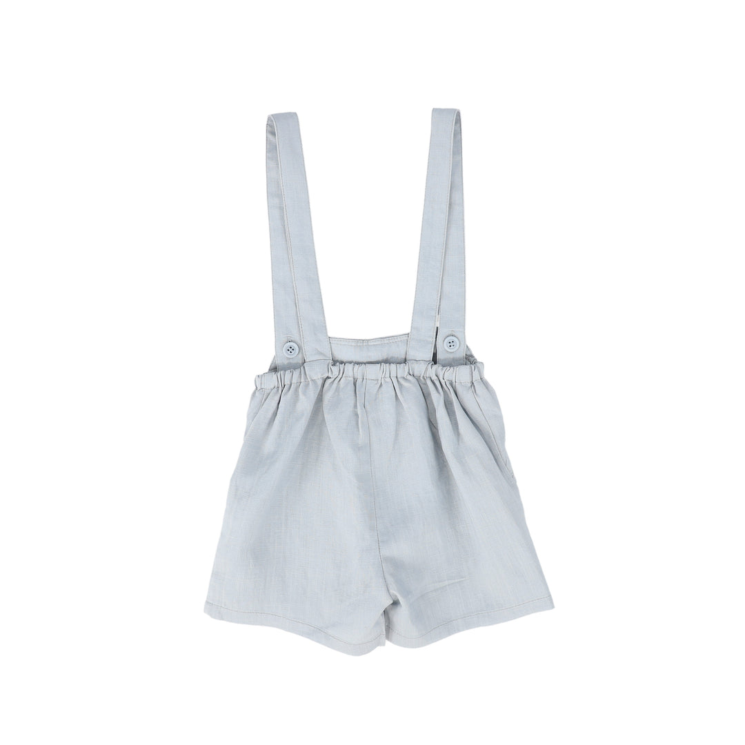 C-19218-Linen Trim Overall Shorts -Light Blue