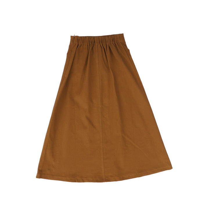 C14165-DENIM POCKET MIDI SKIRT-Camel