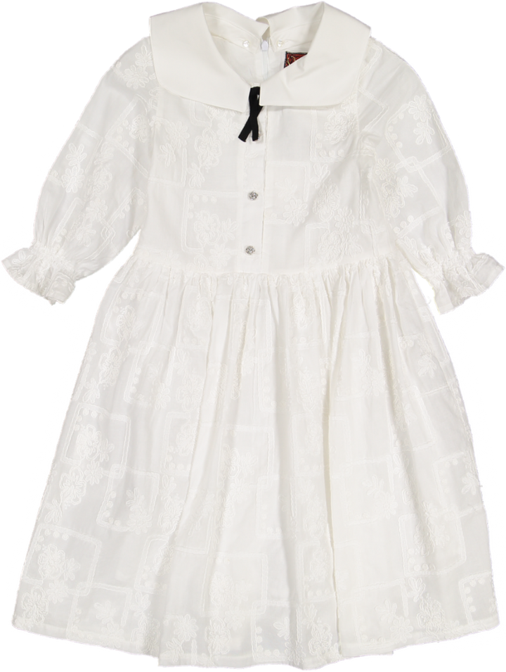 SPECIAL GCKSS2504-COSTANZA DRESS-SANGALLO LACE WHITE 3/4 SLEEVE