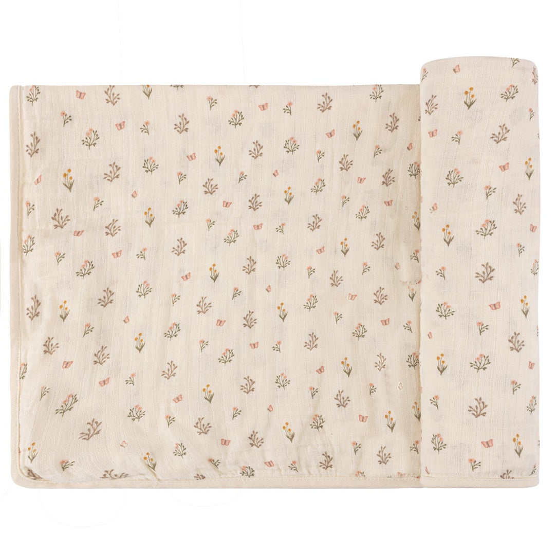 GARDEN FLORAL CENTER COLLECTION-MUSLIN SWADDLES-Ivory Girl