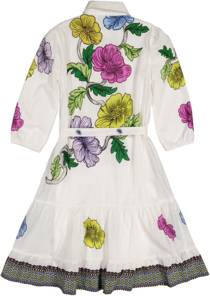 2108-WHITE/FLORAL DRESS