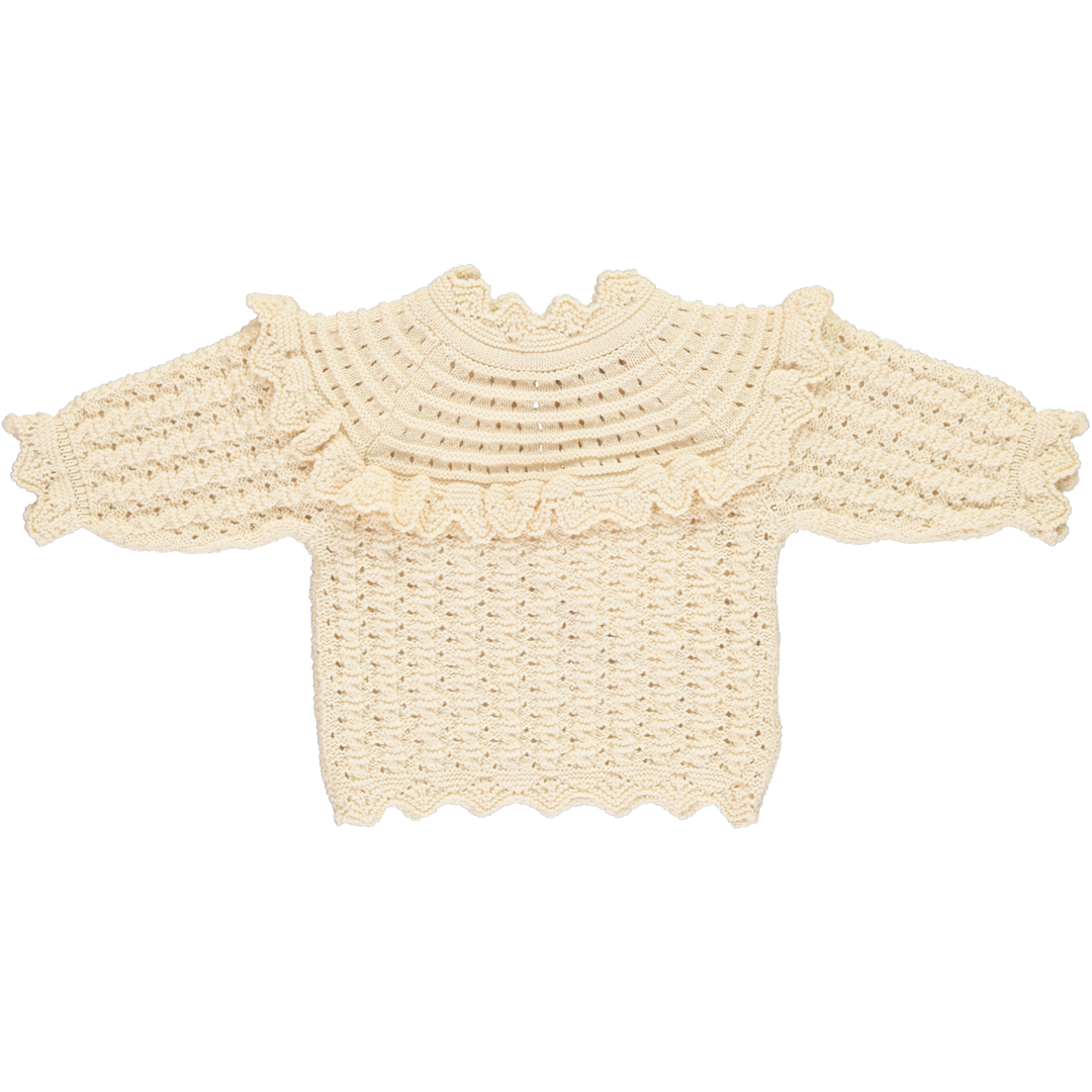 Silvia Sweater/Footed Legging/Bonnet SET -Cream