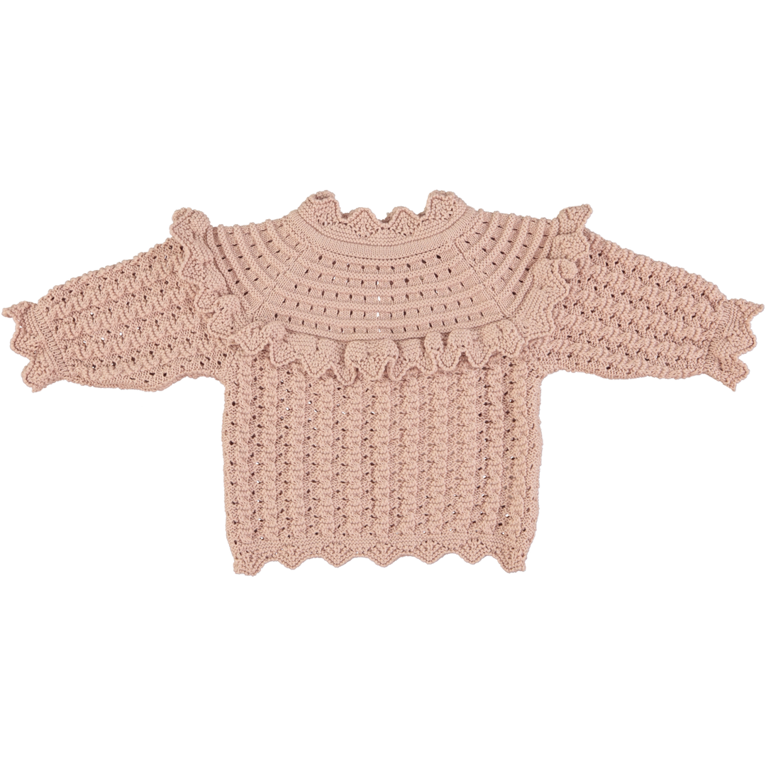 Silvia Sweater/Footed Legging/Bonnet SET -Dusty Pink