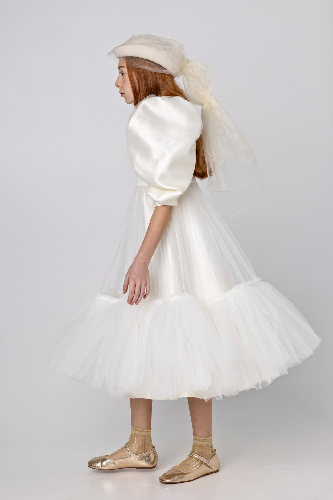 AW23-17-JACKIE DRESS (SHORT)-Ivory Tulle