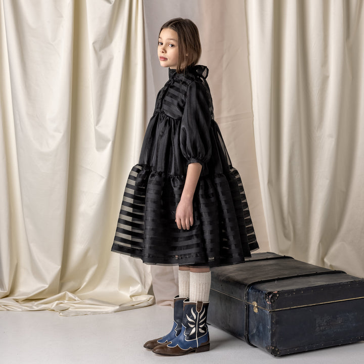 AW24-07/5-Elanie dress-Black striped organza