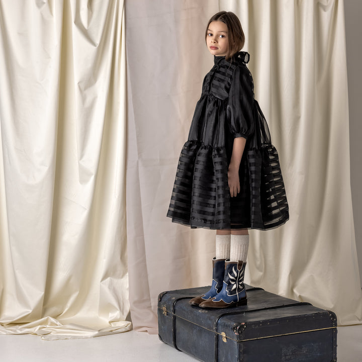 AW24-07/5-Elanie dress-Black striped organza