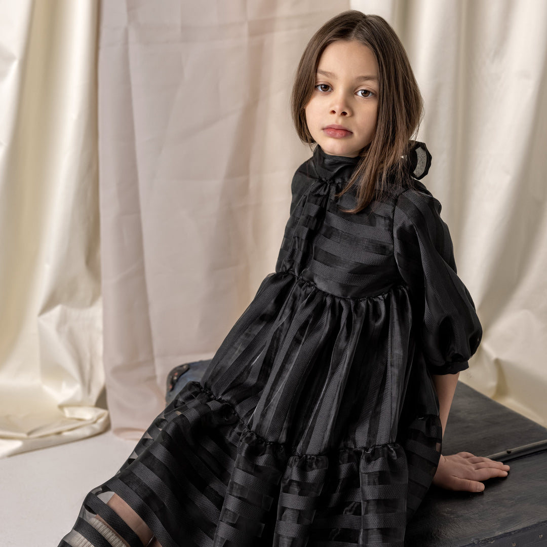 AW24-07/5-Elanie dress-Black striped organza