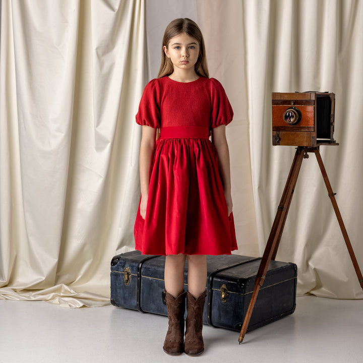 AW24-12/02-Rebeca dress-Deep red velvet and knit