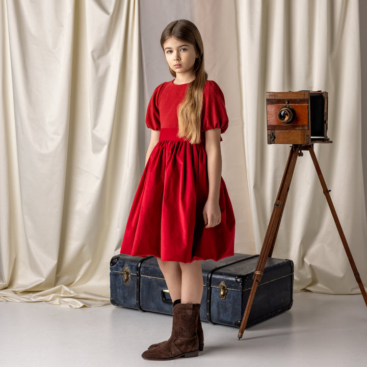 AW24-12/02-Rebeca dress-Deep red velvet and knit