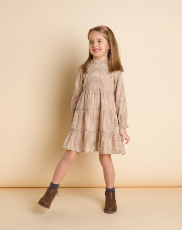 Lily Dress-Beige Country Checked